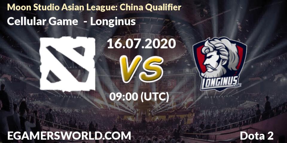 Cellular Game - Longinus: прогноз. 16.07.20, Dota 2, Moon Studio Asian League: China Qualifier