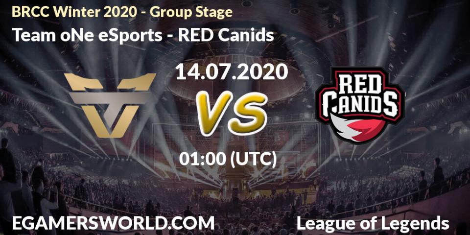 Team oNe eSports - RED Canids: прогноз. 14.07.20, LoL, BRCC Winter 2020 - Group Stage