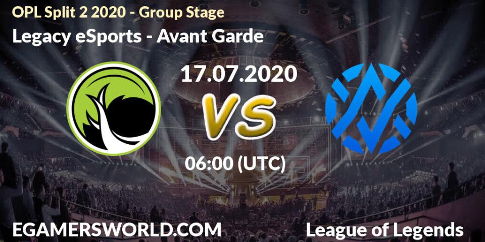 Legacy eSports - Avant Garde: прогноз. 17.07.20, LoL, OPL Split 2 2020 - Group Stage