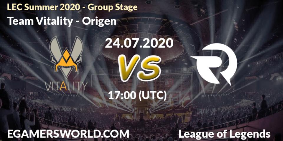 Team Vitality - Origen: прогноз. 24.07.20, LoL, LEC Summer 2020 - Group Stage