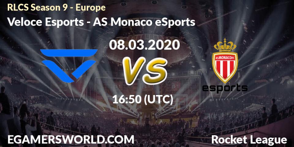 Veloce Esports - AS Monaco eSports: прогноз. 08.03.20, Rocket League, RLCS Season 9 - Europe