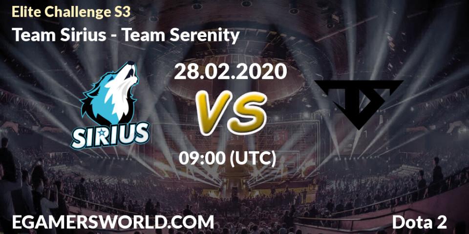 Team Sirius - Team Serenity: прогноз. 28.02.20, Dota 2, Elite Challenge S3