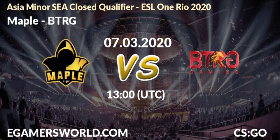 Maple - BTRG: прогноз. 07.03.20, CS2 (CS:GO), Asia Minor SEA Closed Qualifier - ESL One Rio 2020