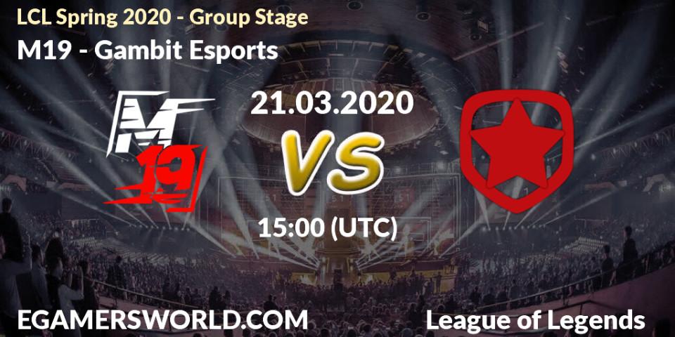 M19 - Gambit Esports: прогноз. 21.03.20, LoL, LCL Spring 2020 - Group Stage
