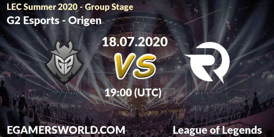 G2 Esports - Origen: прогноз. 17.07.20, LoL, LEC Summer 2020 - Group Stage