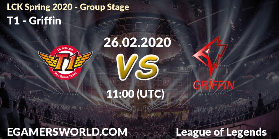 T1 - Griffin: прогноз. 26.02.20, LoL, LCK Spring 2020 - Group Stage