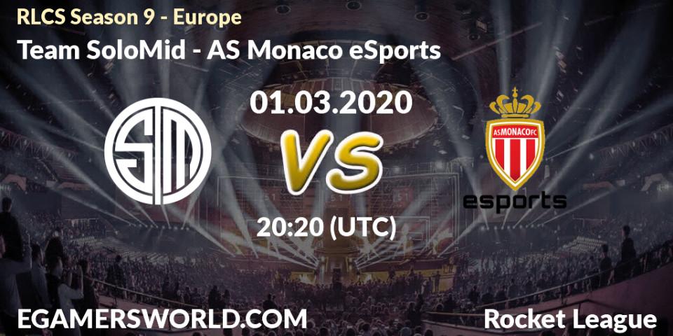Team SoloMid - AS Monaco eSports: прогноз. 01.03.20, Rocket League, RLCS Season 9 - Europe