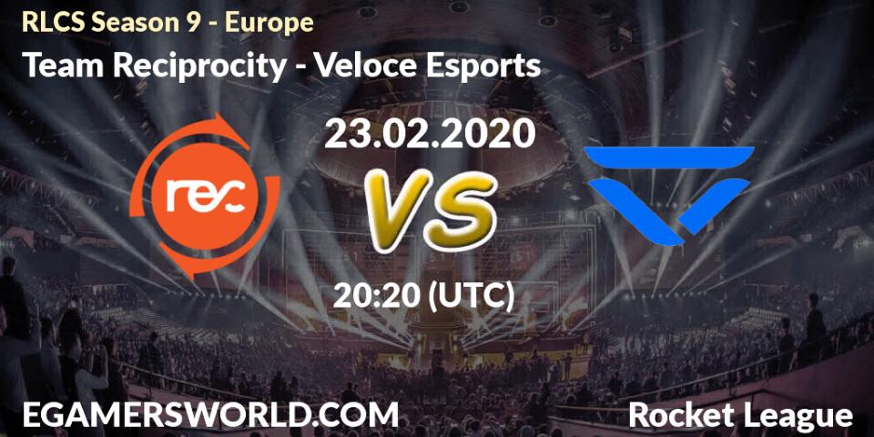 Team Reciprocity - Veloce Esports: прогноз. 23.02.20, Rocket League, RLCS Season 9 - Europe