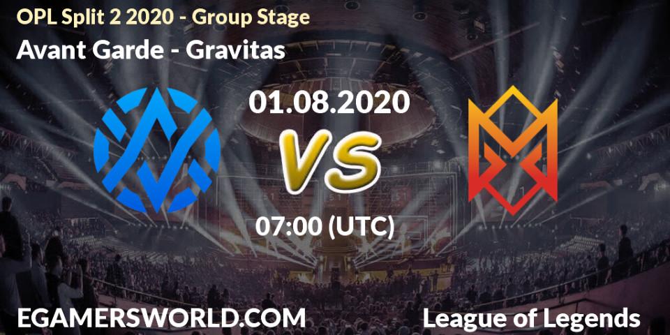 Avant Garde - Gravitas: прогноз. 01.08.20, LoL, OPL Split 2 2020 - Group Stage