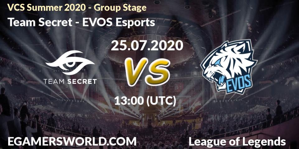 Team Secret - EVOS Esports: прогноз. 25.07.20, LoL, VCS Summer 2020 - Group Stage