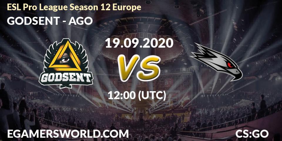 GODSENT - AGO: прогноз. 19.09.20, CS2 (CS:GO), ESL Pro League Season 12 Europe