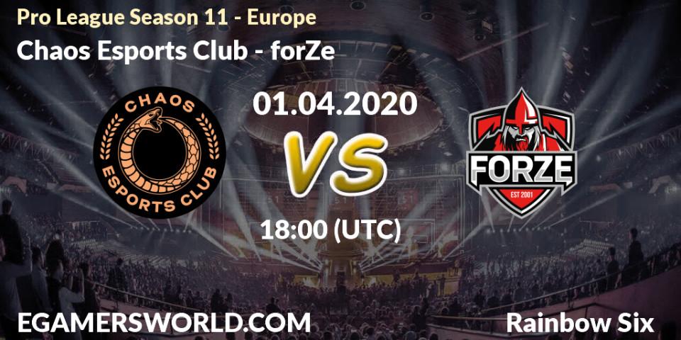 Chaos Esports Club - forZe: прогноз. 01.04.20, Rainbow Six, Pro League Season 11 - Europe