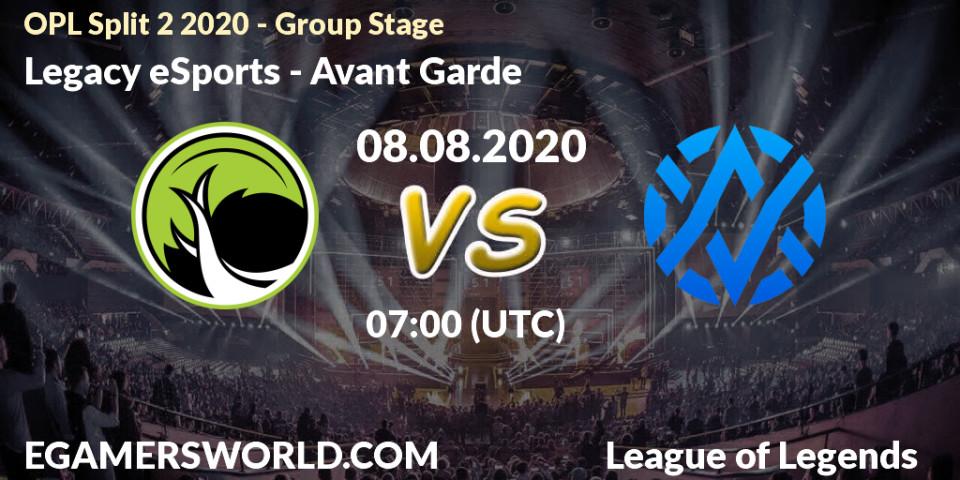 Legacy eSports - Avant Garde: прогноз. 08.08.20, LoL, OPL Split 2 2020 - Group Stage