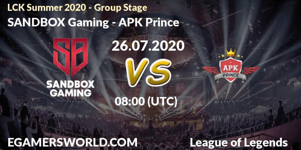 SANDBOX Gaming - SeolHaeOne Prince: прогноз. 26.07.20, LoL, LCK Summer 2020 - Group Stage