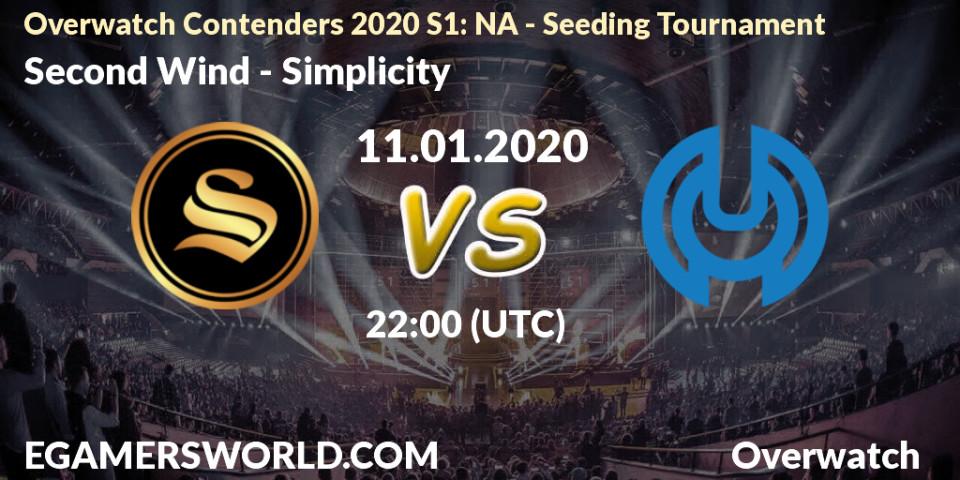 Second Wind - Simplicity: прогноз. 11.01.20, Overwatch, Overwatch Contenders 2020 S1: NA - Seeding Tournament
