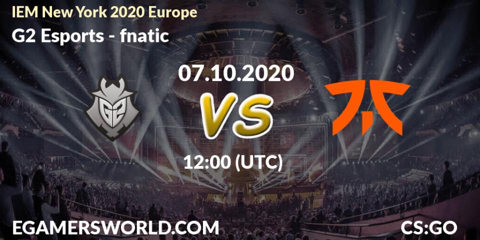 G2 Esports - fnatic: прогноз. 07.10.20, CS2 (CS:GO), IEM New York 2020 Europe