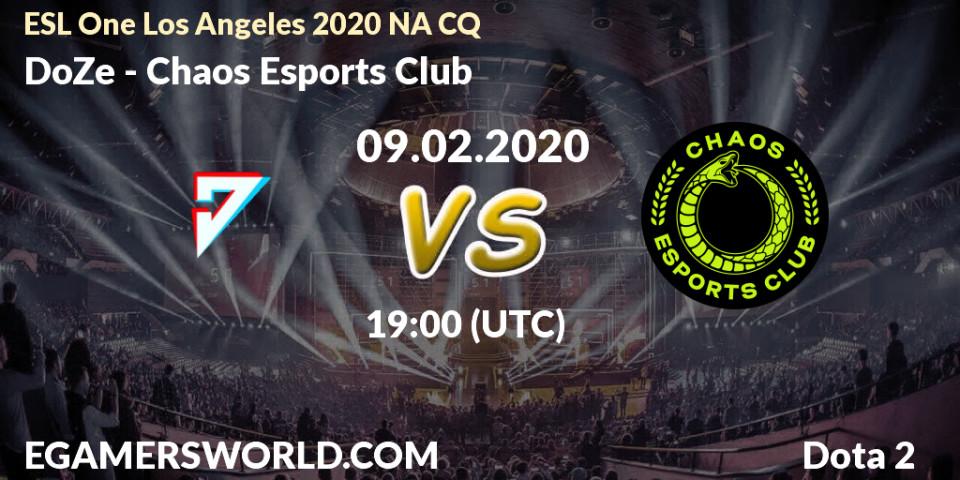 DoZe - Chaos Esports Club: прогноз. 09.02.20, Dota 2, ESL One Los Angeles 2020 NA CQ