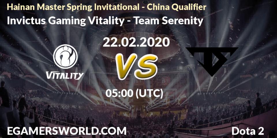 Invictus Gaming Vitality - Team Serenity: прогноз. 22.02.20, Dota 2, Hainan Master Spring Invitational - China Qualifier