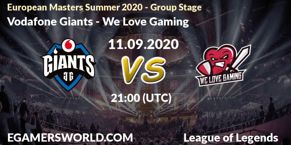 Vodafone Giants - We Love Gaming: прогноз. 11.09.20, LoL, European Masters Summer 2020 - Group Stage