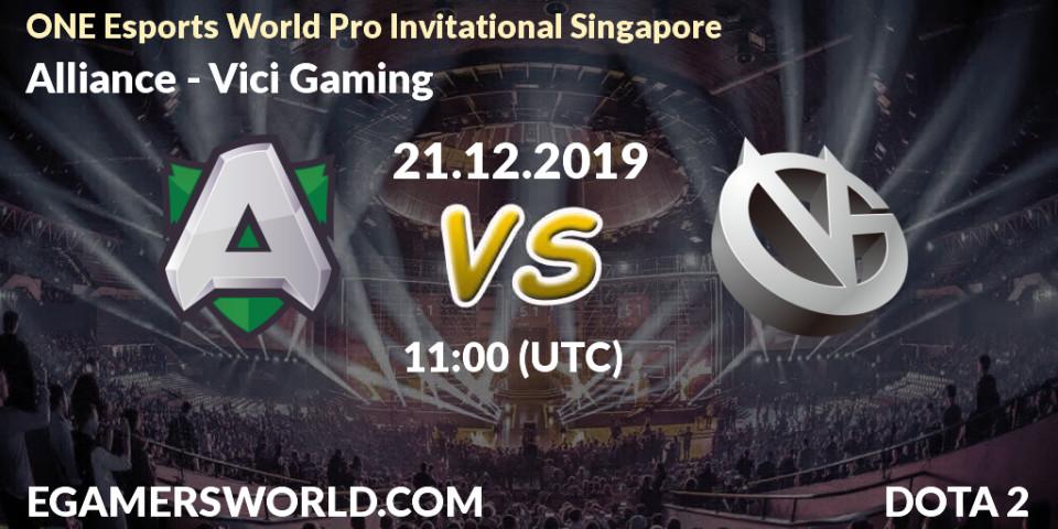 Alliance - Vici Gaming: прогноз. 21.12.19, Dota 2, ONE Esports World Pro Invitational Singapore