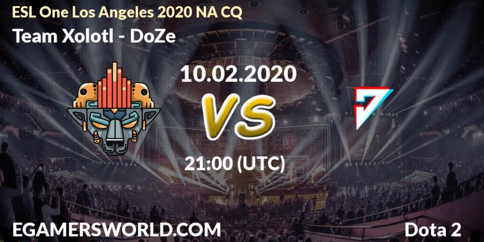 Team Xolotl - DoZe: прогноз. 10.02.20, Dota 2, ESL One Los Angeles 2020 NA CQ