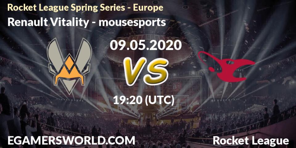 Renault Vitality - mousesports: прогноз. 09.05.20, Rocket League, Rocket League Spring Series - Europe