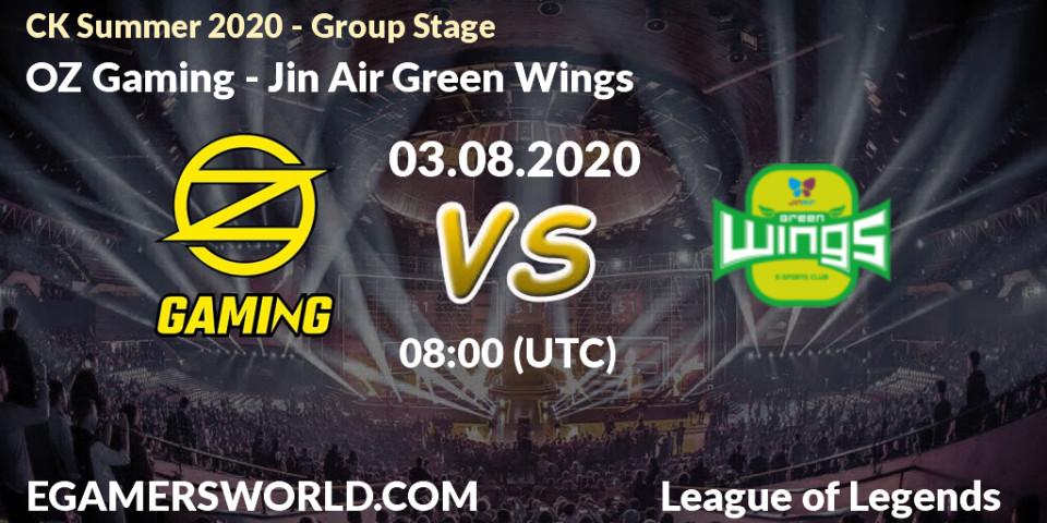OZ Gaming - Jin Air Green Wings: прогноз. 03.08.20, LoL, CK Summer 2020 - Group Stage