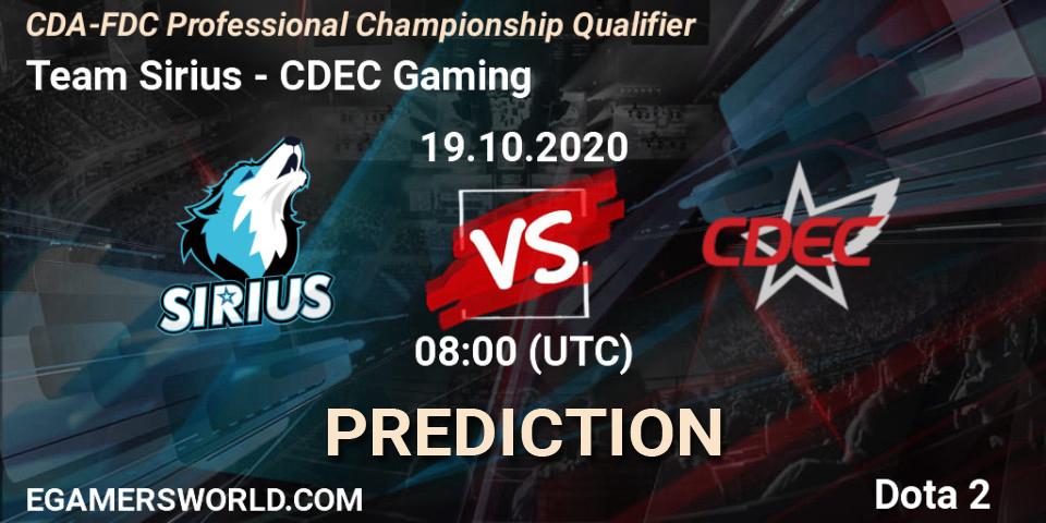 Team Sirius - CDEC Gaming: прогноз. 19.10.20, Dota 2, CDA-FDC Professional Championship Qualifier