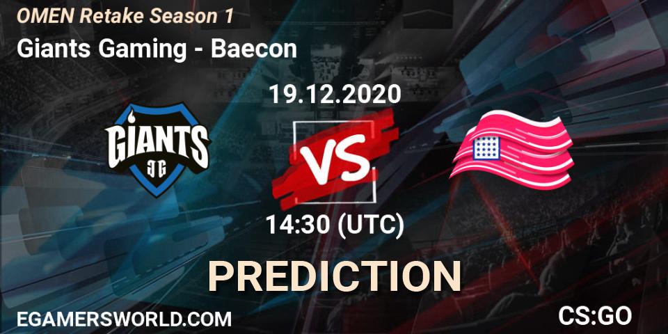 Giants Gaming - Baecon: прогноз. 19.12.20, CS2 (CS:GO), OMEN Retake Season 1