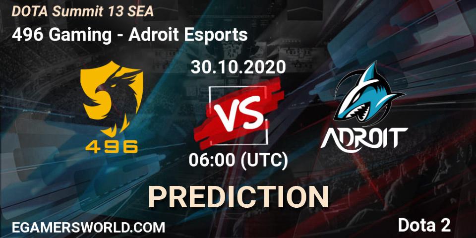 496 Gaming - Adroit Esports: прогноз. 26.10.20, Dota 2, DOTA Summit 13: SEA
