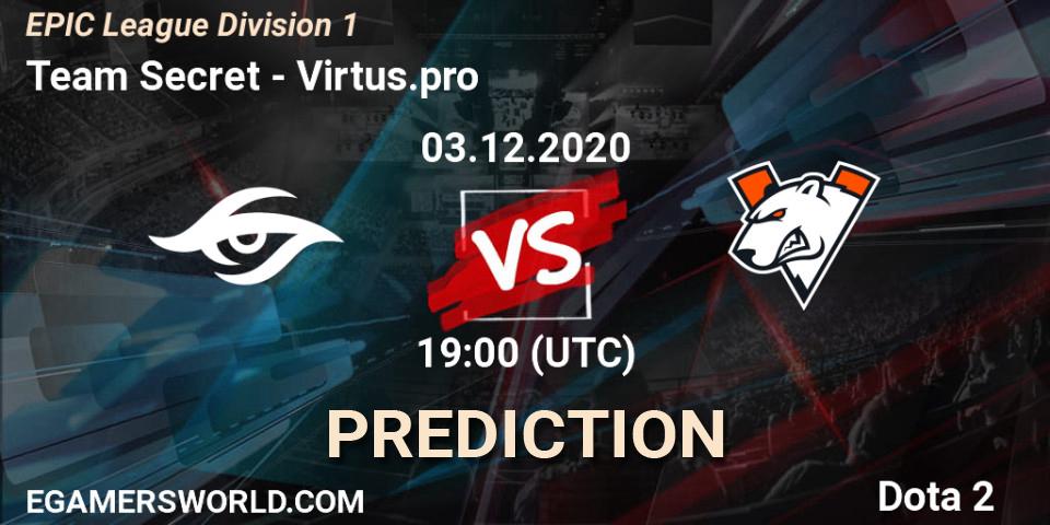 Team Secret - Virtus.pro: прогноз. 03.12.20, Dota 2, EPIC League Division 1