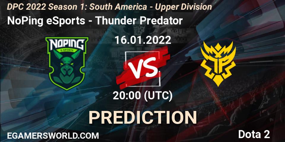 NoPing eSports - Thunder Predator: прогноз. 16.01.22, Dota 2, DPC 2022 Season 1: South America - Upper Division