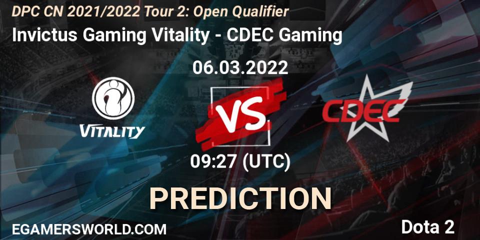 Invictus Gaming Vitality - CDEC Gaming: прогноз. 06.03.22, Dota 2, DPC CN 2021/2022 Tour 2: Open Qualifier