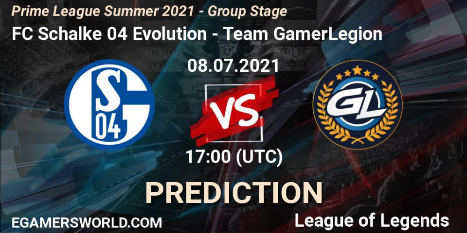 FC Schalke 04 Evolution - Team GamerLegion: прогноз. 08.07.21, LoL, Prime League Summer 2021 - Group Stage