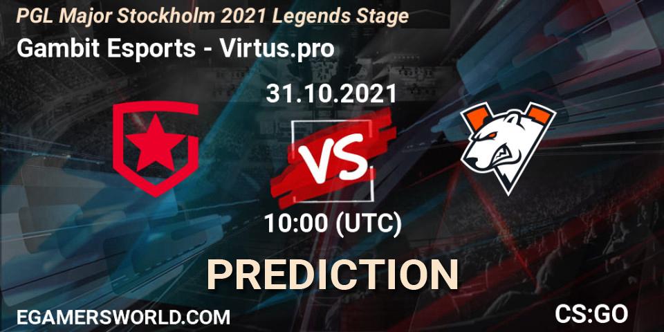 Gambit Esports - Virtus.pro: прогноз. 31.10.21, CS2 (CS:GO), PGL Major Stockholm 2021 Legends Stage