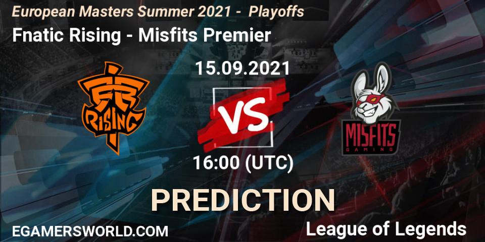 Fnatic Rising - Misfits Premier: прогноз. 15.09.21, LoL, European Masters Summer 2021 - Playoffs
