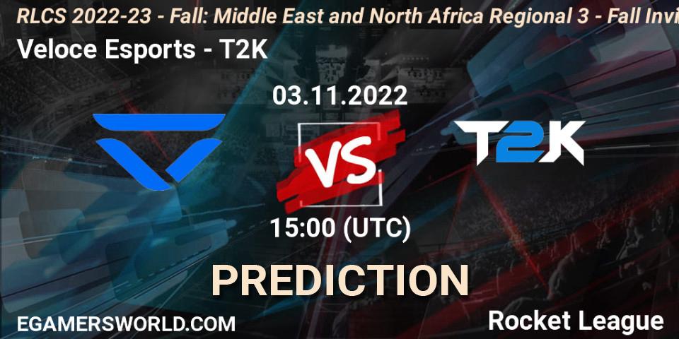 Veloce Esports - T2K: прогноз. 03.11.22, Rocket League, RLCS 2022-23 - Fall: Middle East and North Africa Regional 3 - Fall Invitational