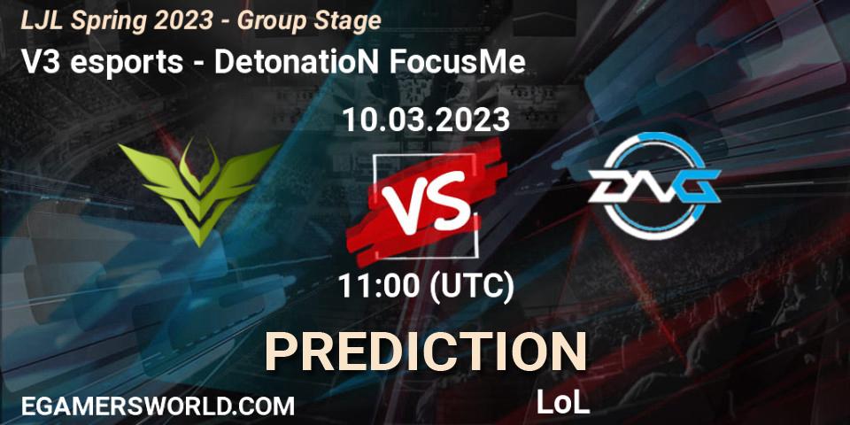 V3 esports - DetonatioN FocusMe: прогноз. 10.03.23, LoL, LJL Spring 2023 - Group Stage