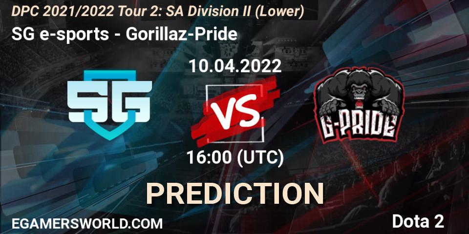 SG e-sports - Gorillaz-Pride: прогноз. 10.04.22, Dota 2, DPC 2021/2022 Tour 2: SA Division II (Lower)