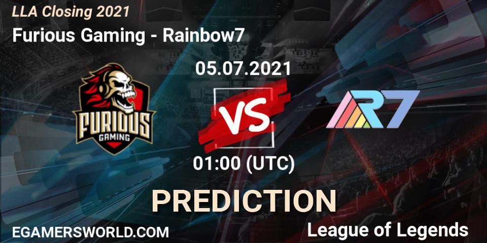 Furious Gaming - Rainbow7: прогноз. 05.07.21, LoL, LLA Closing 2021