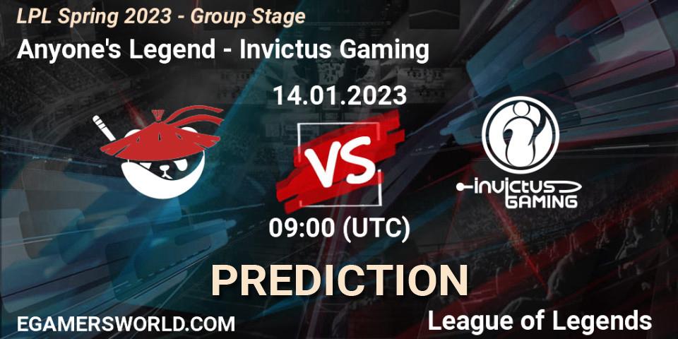 Anyone's Legend - Invictus Gaming: прогноз. 14.01.23, LoL, LPL Spring 2023 - Group Stage