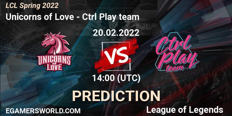Unicorns of Love - Ctrl Play team: прогноз. 20.02.22, LoL, LCL Spring 2022