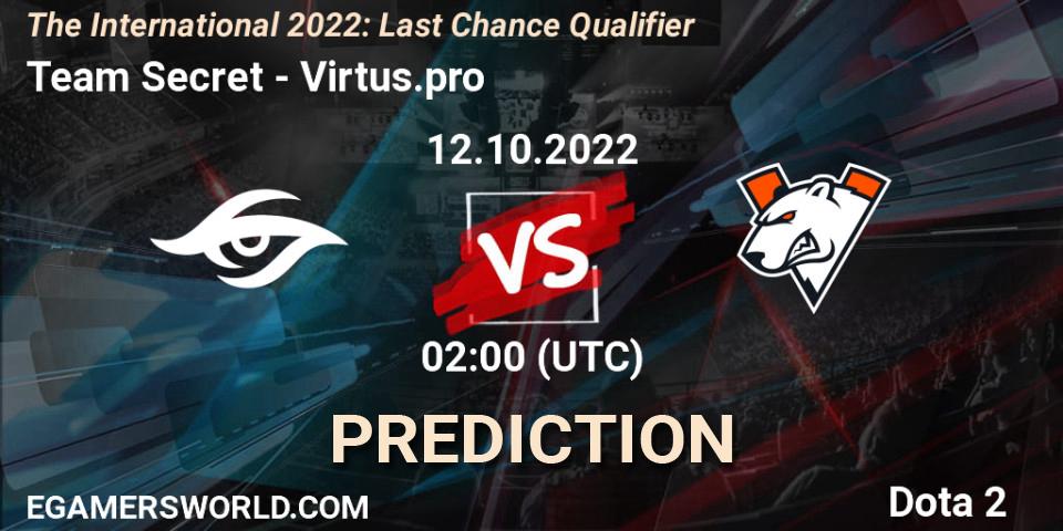 Team Secret - Virtus.pro: прогноз. 12.10.22, Dota 2, The International 2022: Last Chance Qualifier
