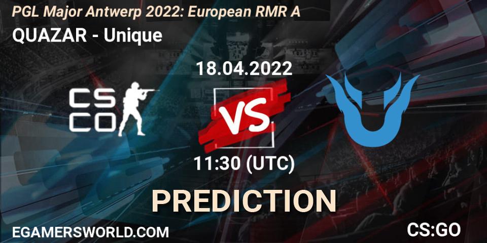 QUAZAR - Unique: прогноз. 18.04.22, CS2 (CS:GO), PGL Major Antwerp 2022: European RMR A