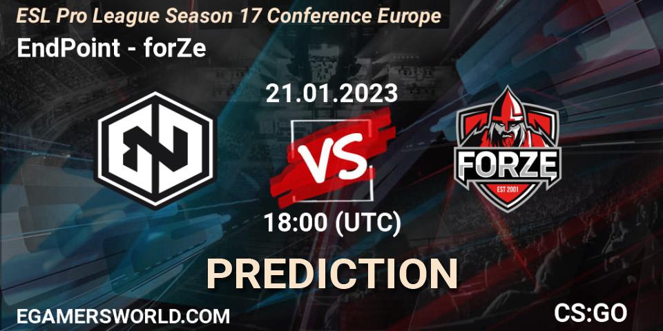 EndPoint - forZe: прогноз. 21.01.23, CS2 (CS:GO), ESL Pro League Season 17 Conference Europe