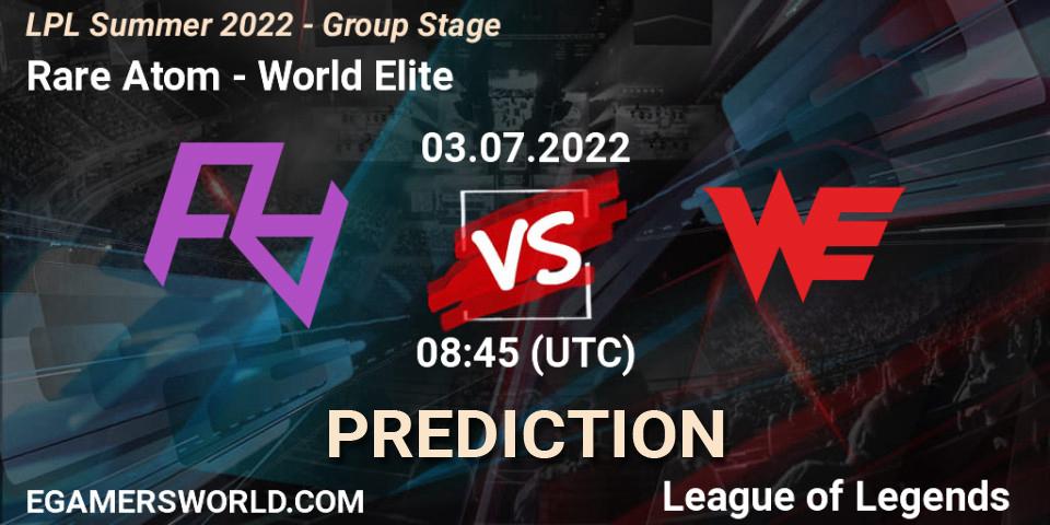 Rare Atom - World Elite: прогноз. 03.07.22, LoL, LPL Summer 2022 - Group Stage