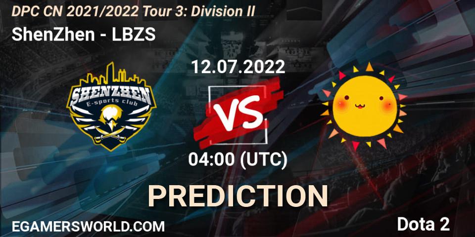 ShenZhen - LBZS: прогноз. 12.07.22, Dota 2, DPC CN 2021/2022 Tour 3: Division II