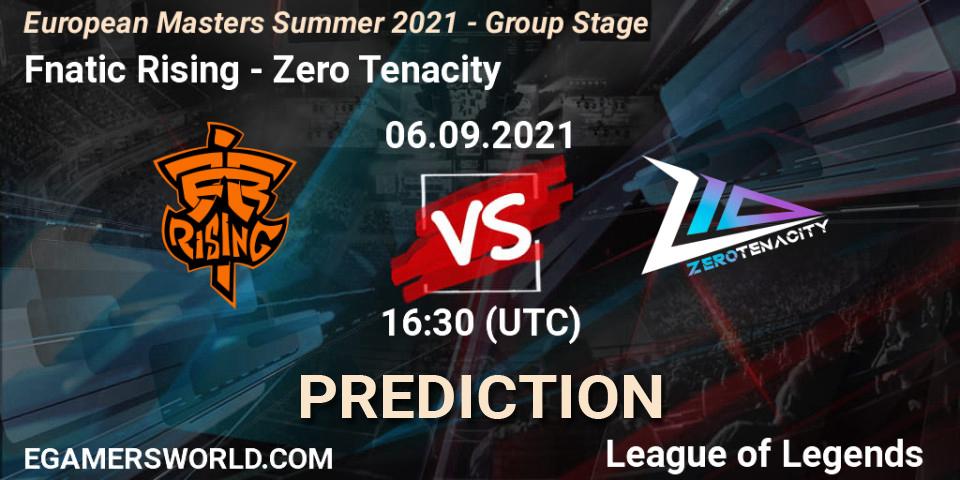 Fnatic Rising - Zero Tenacity: прогноз. 06.09.21, LoL, European Masters Summer 2021 - Group Stage