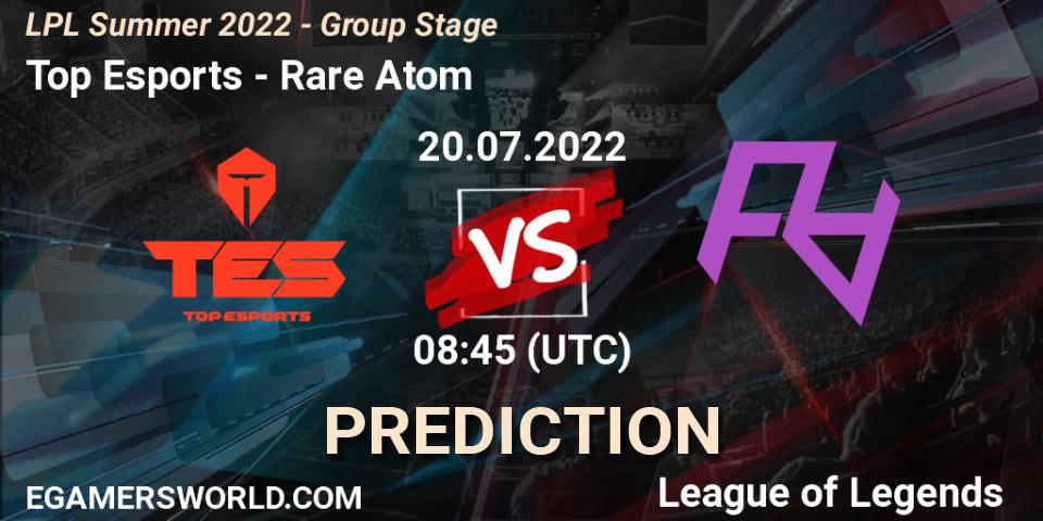 Top Esports - Rare Atom: прогноз. 20.07.22, LoL, LPL Summer 2022 - Group Stage