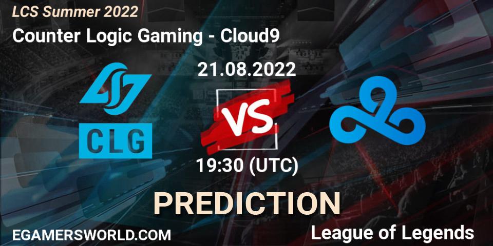 Counter Logic Gaming - Cloud9: прогноз. 21.08.22, LoL, LCS Summer 2022